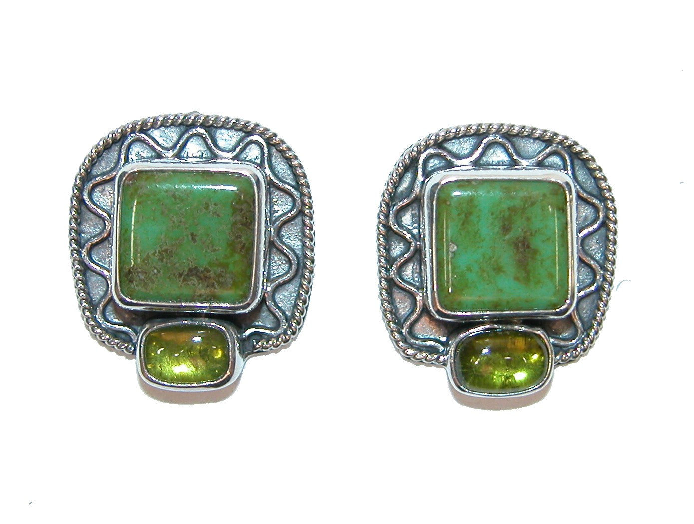 32384 Green Handmade Glass with Peridot Earrings
