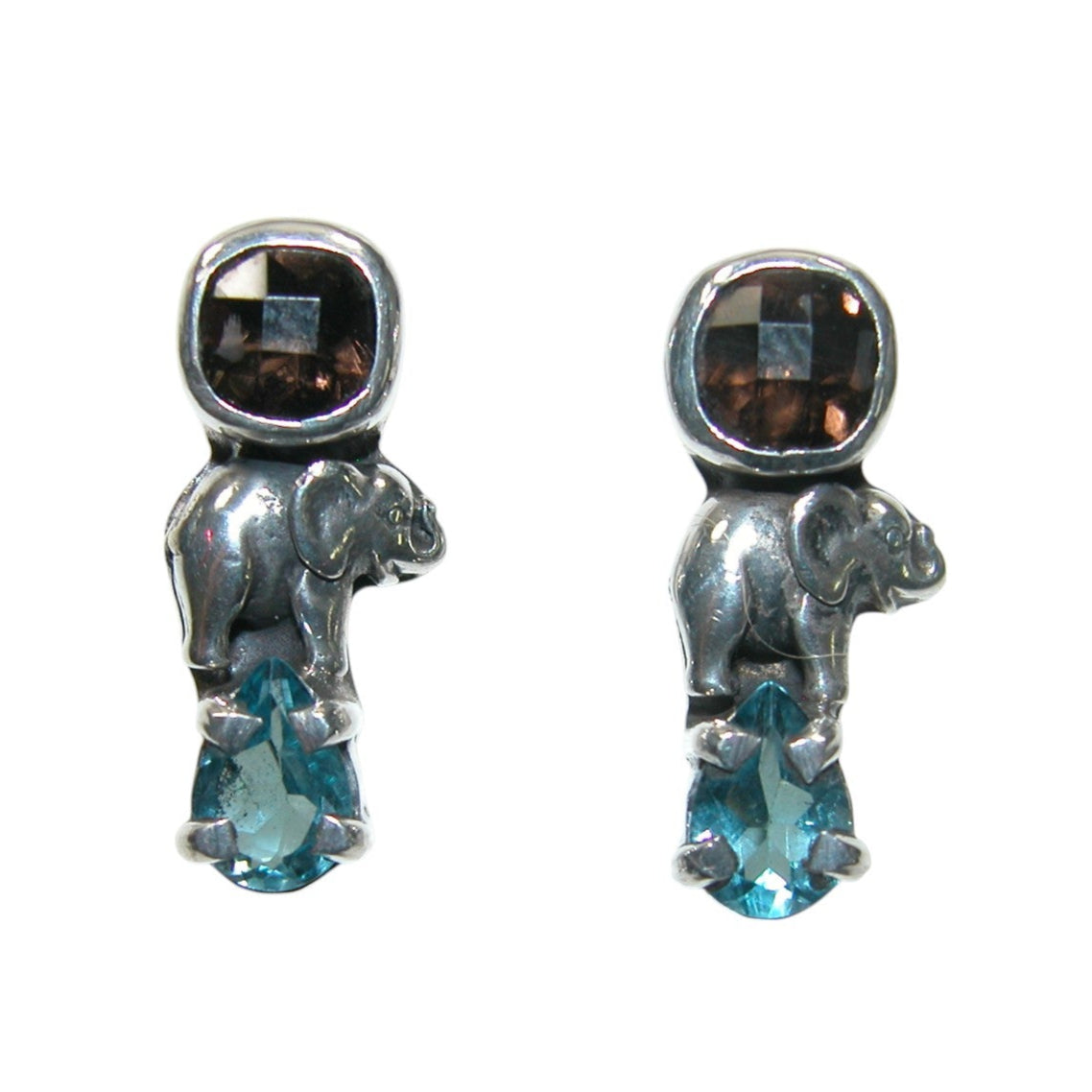 32390 Elephant Quartz Topaz Sterling Silver Earrings
