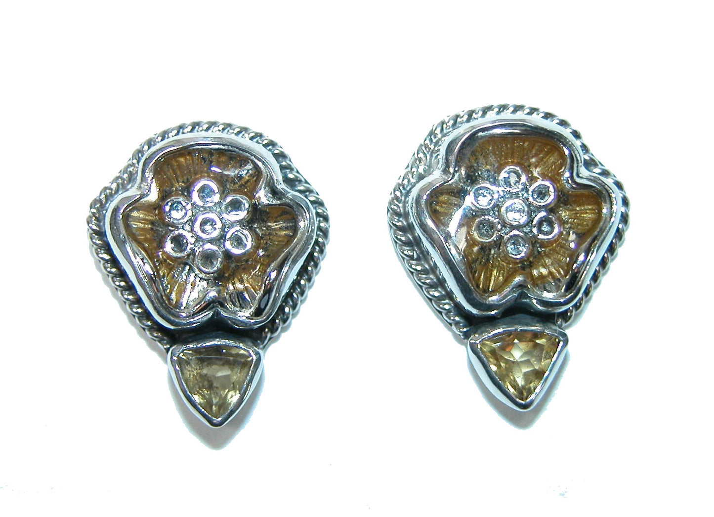 32397Y Citrine Enameled Sterling Silver Earrings