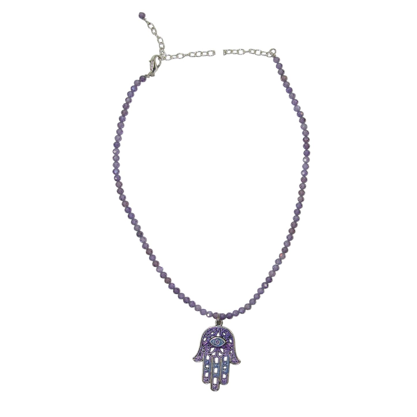 Hamsa Sterling Silver Beaded Necklace