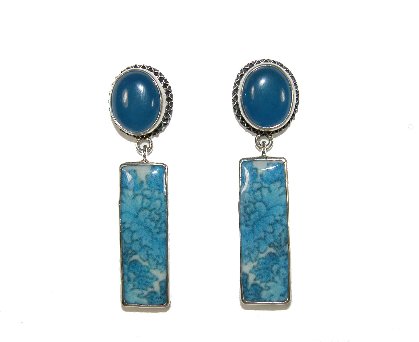 32509 Hand Made Tile Sterling Silver Earrings