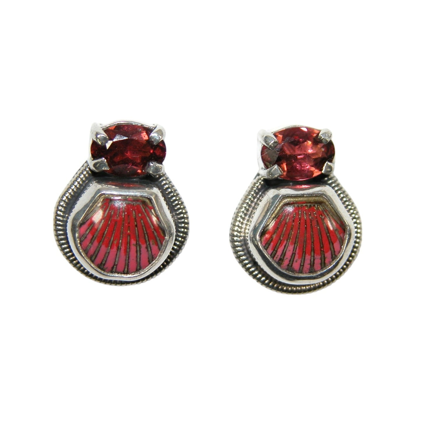 32530C Pink Quartz Seashell Sterling Silver Earring