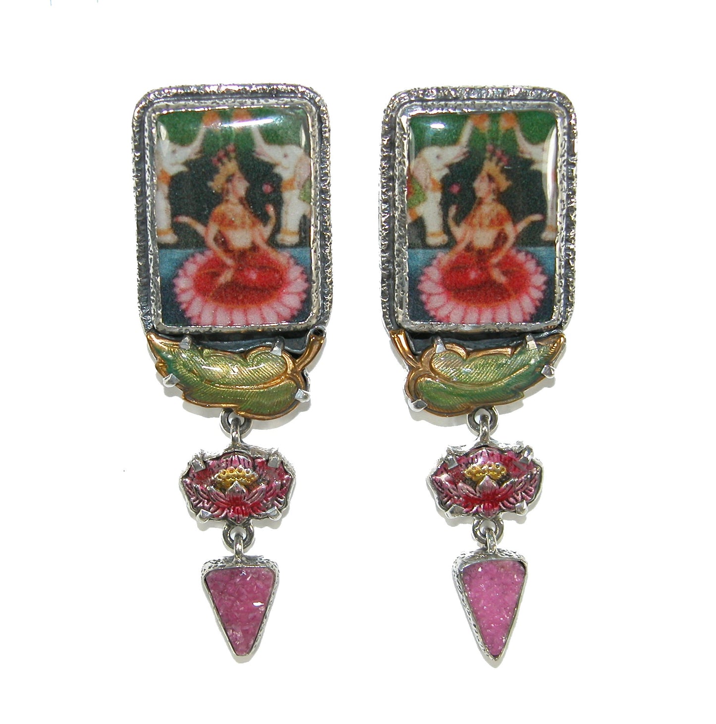 32545 Hand Made Tile, Drusy Sterling Silver Earrings