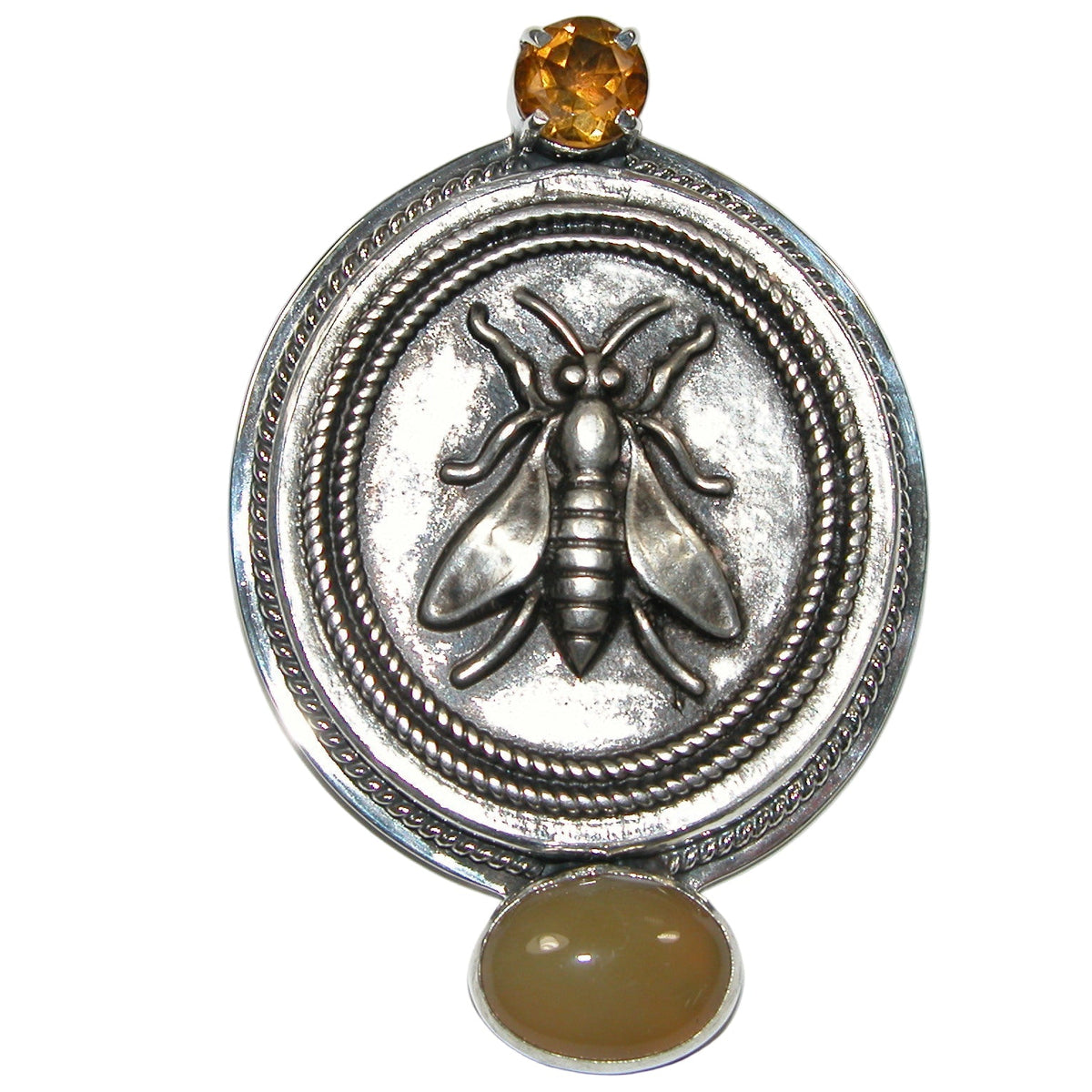 32637A Citrine Bee Sterling Silver Pin and Pendant