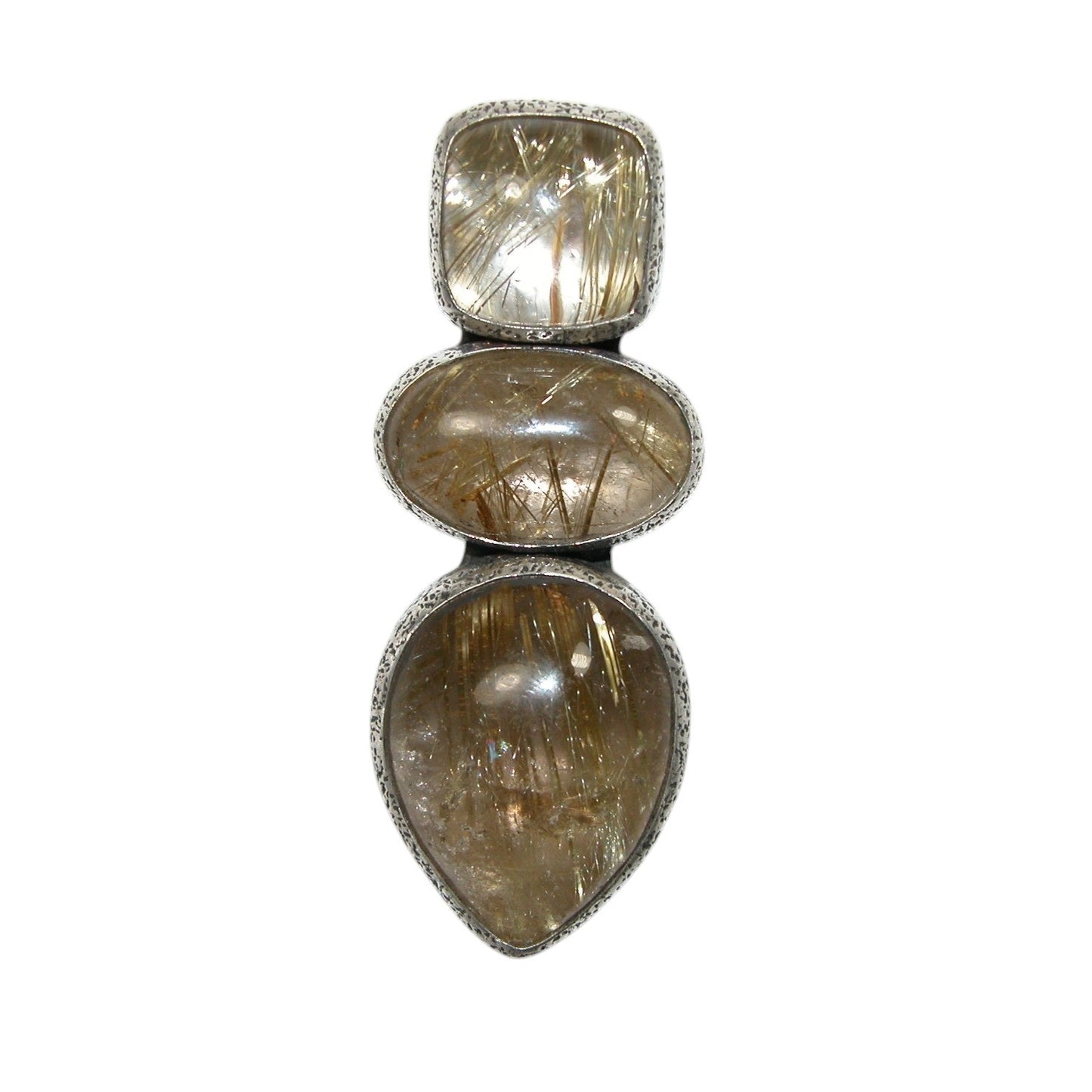 32645 Three Stone Quartz Sterling Silver Pin and Pendant
