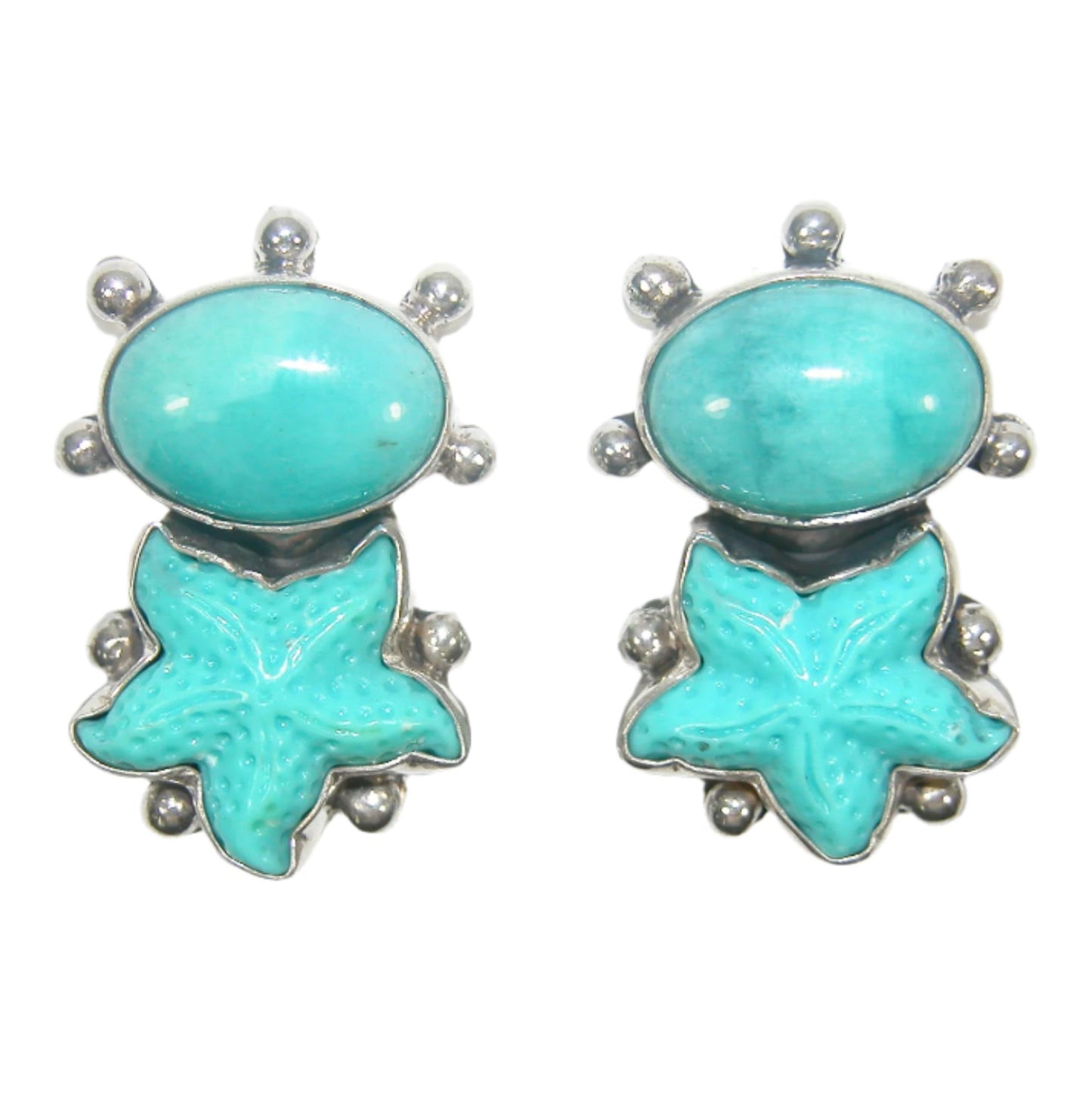 Amazonite Starfish Sterling Silver Earring
