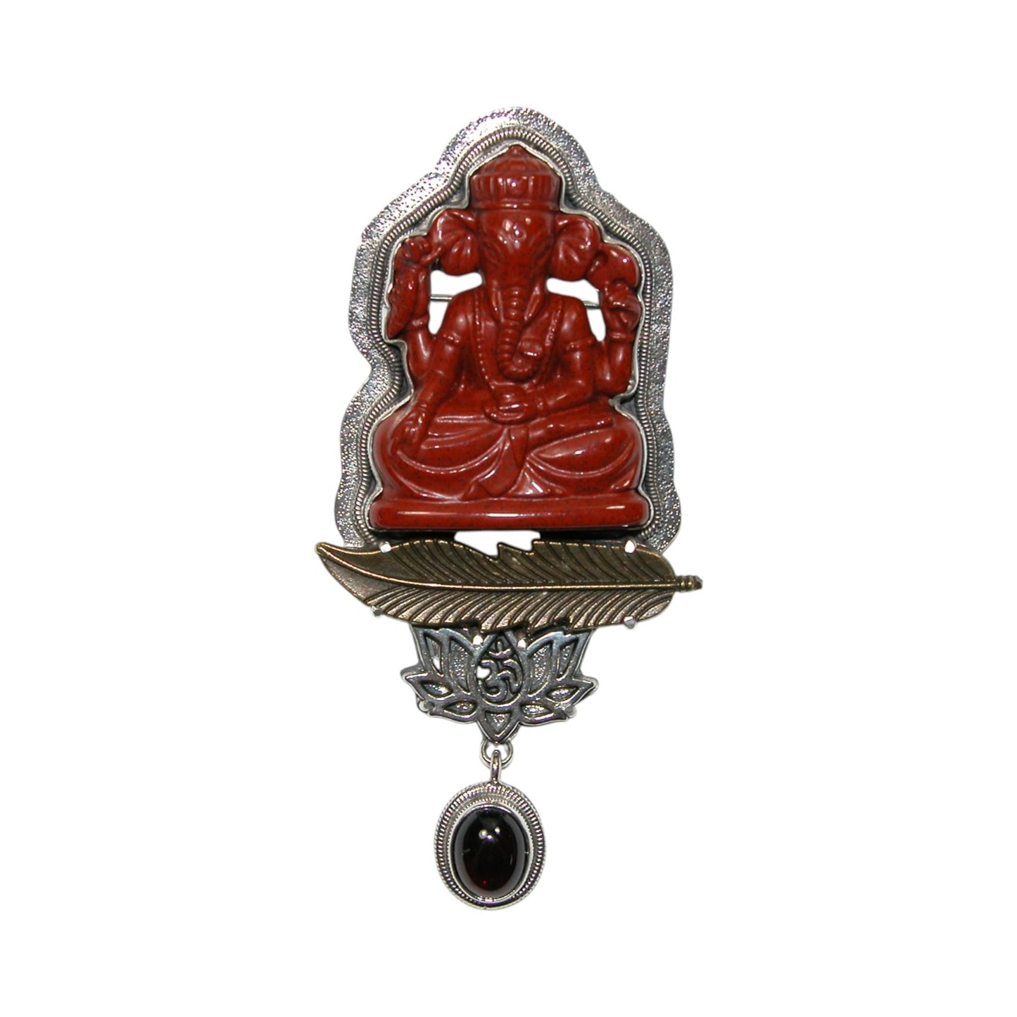 32736 Carved Zen Lotus Sterling Silver Pin and Pendant