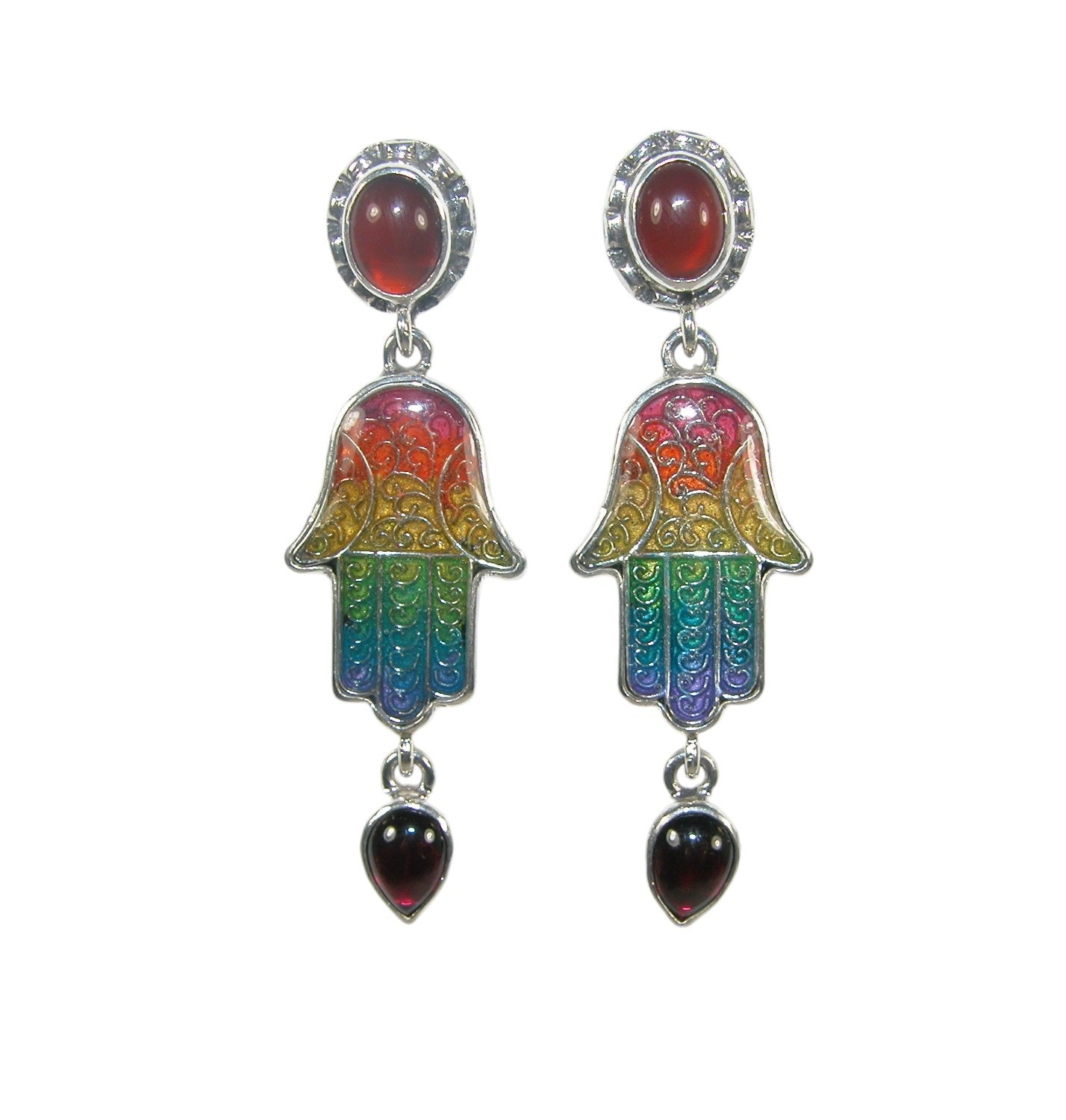 32753B Hamsa Enameled Sterling Silver Earrings