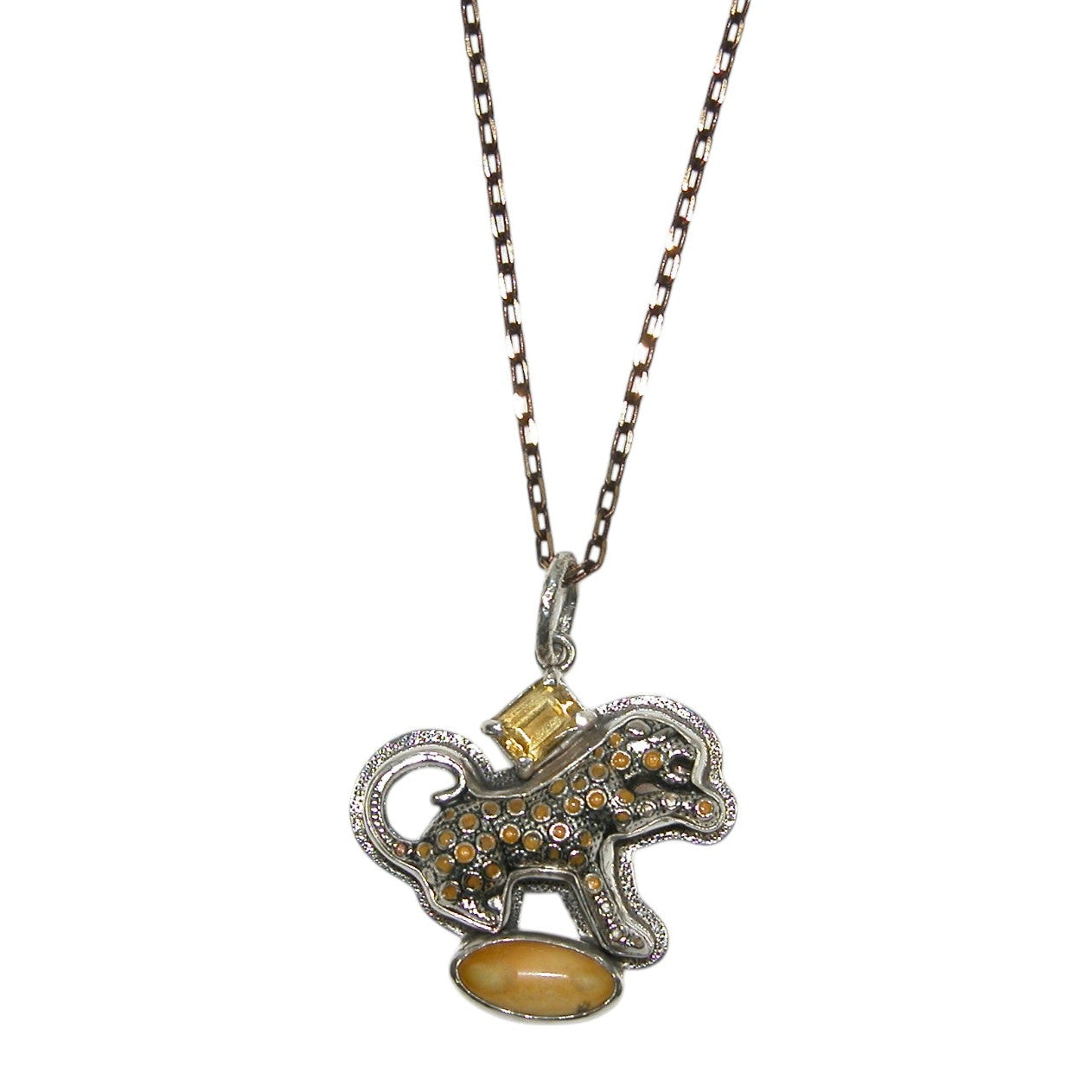 32776B Cheetah, Citrine Jasper Sterling Silver Necklace