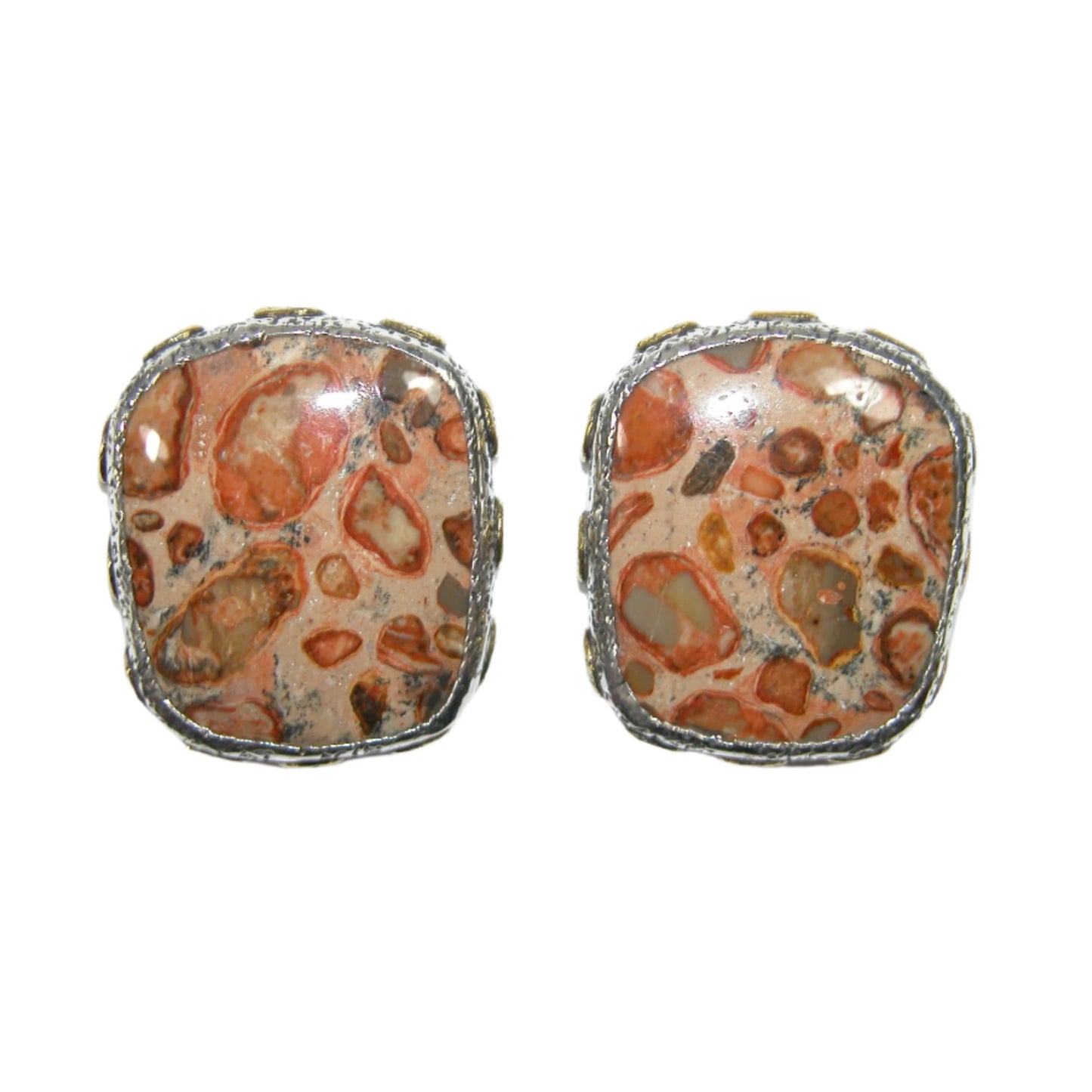 32814 Jasper Animal Print Sterling Silver Earrings