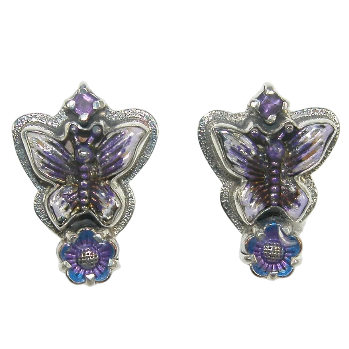 32897 Amethyst Butterfly Enameled Earrings