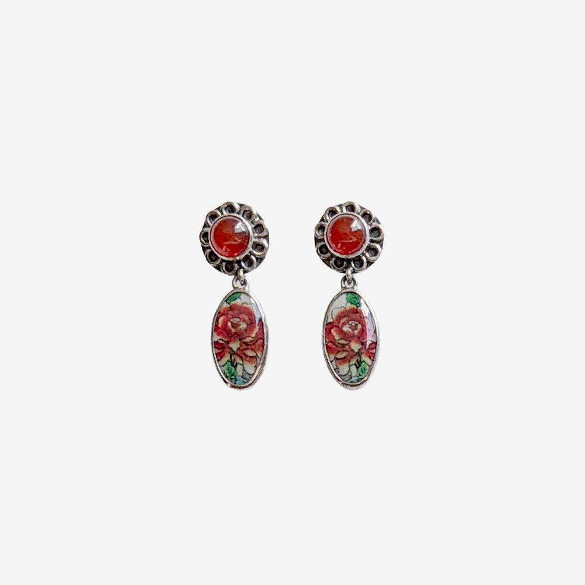 32904 Handmade Tile, Carnelian Earrings