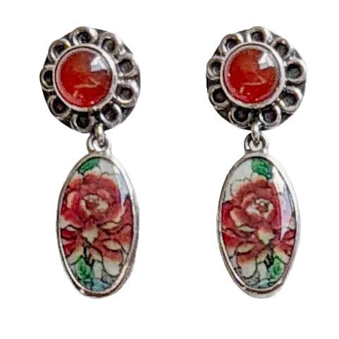 32904 Handmade Tile, Carnelian Earrings