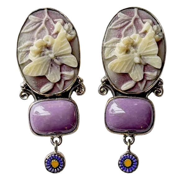 32907 Etched Butterfly Cameo, Phosphosphiderate Earrings