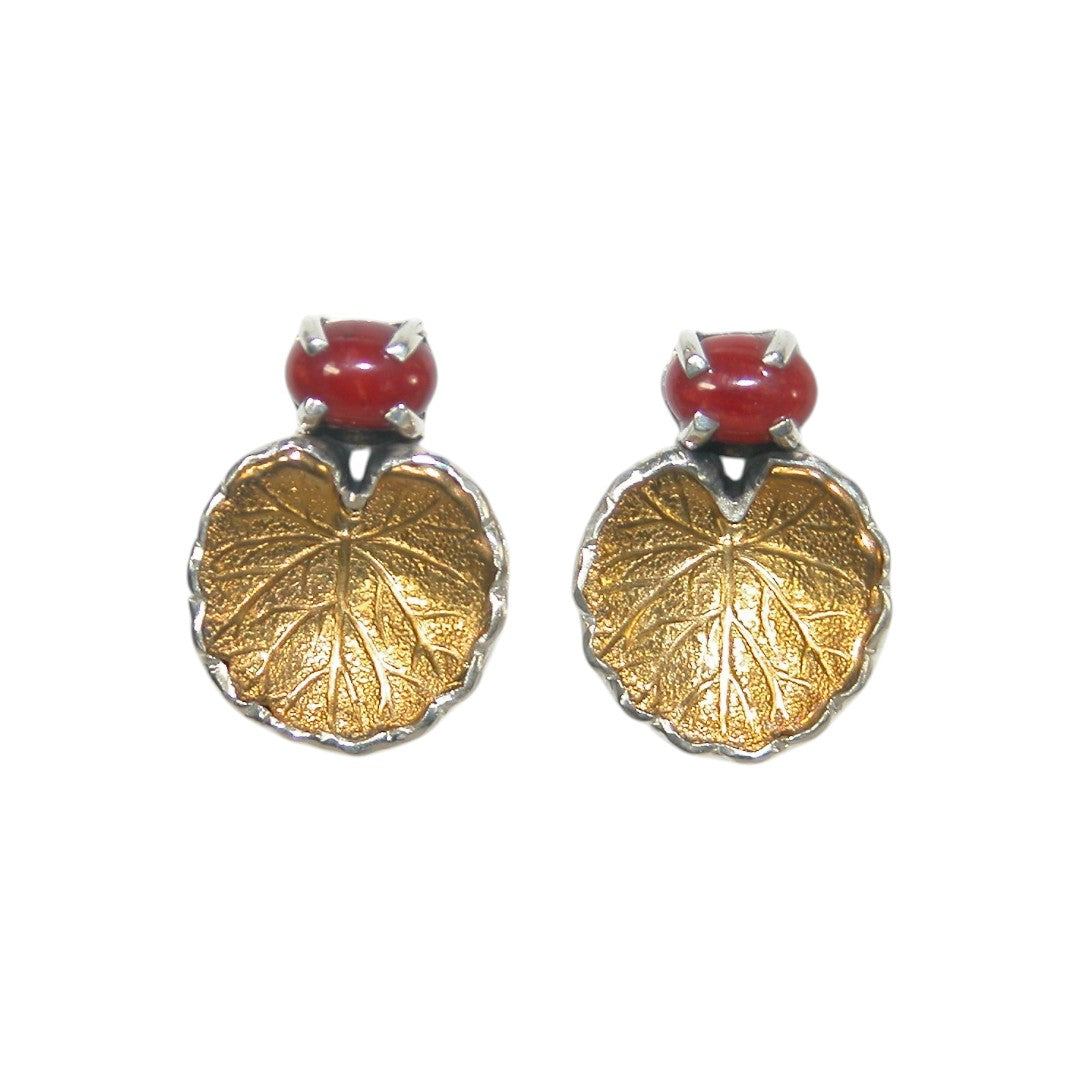 32925B Carnelian Leaf Sterling Silver Earrings