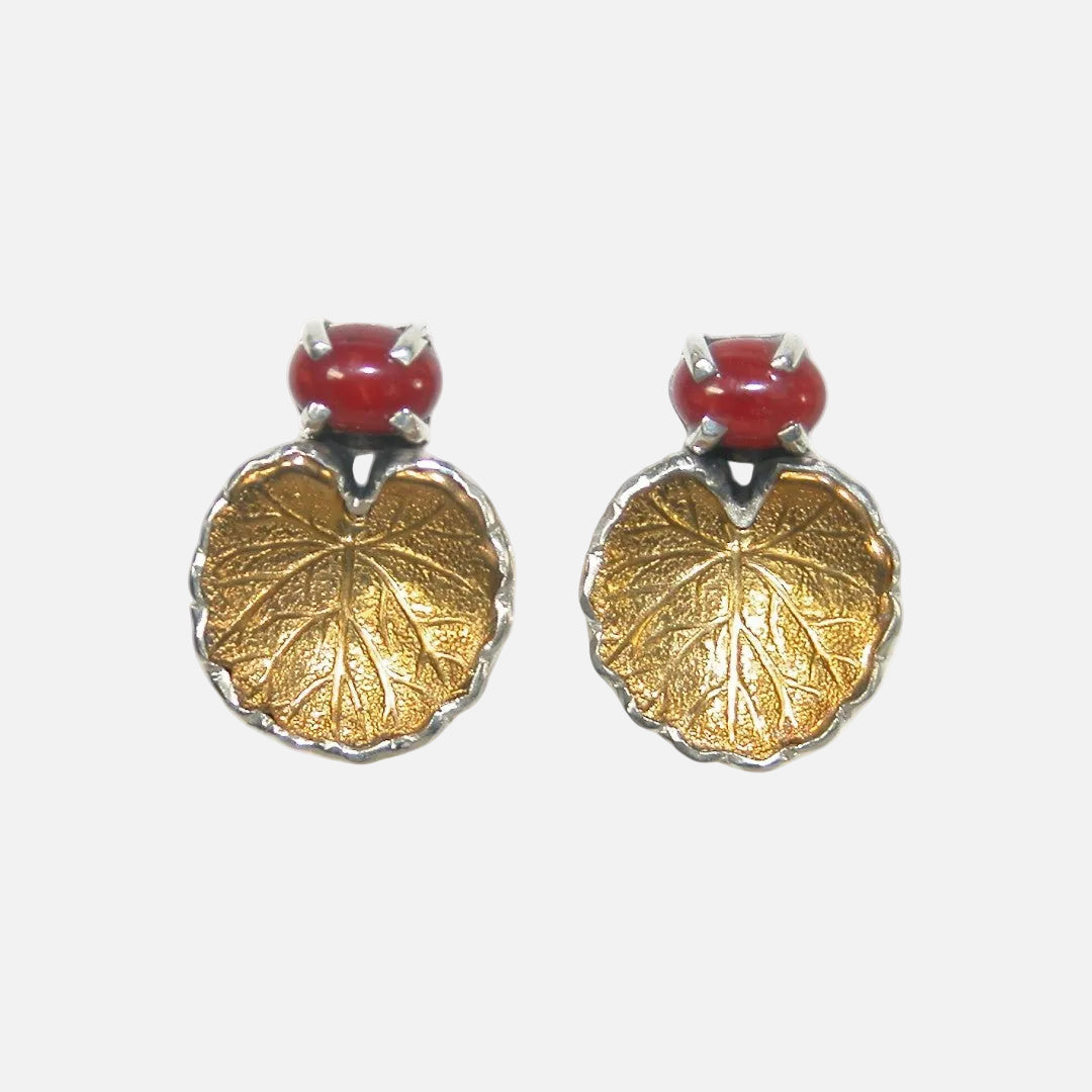 32925B Carnelian Leaf Sterling Silver Earrings