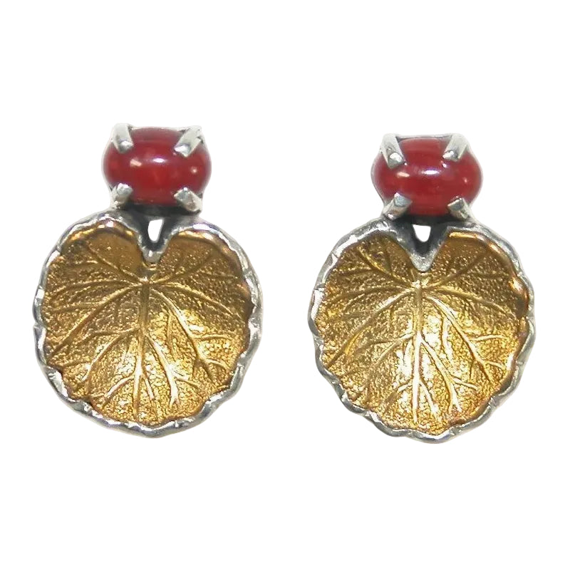 32925B Carnelian Leaf Sterling Silver Earrings