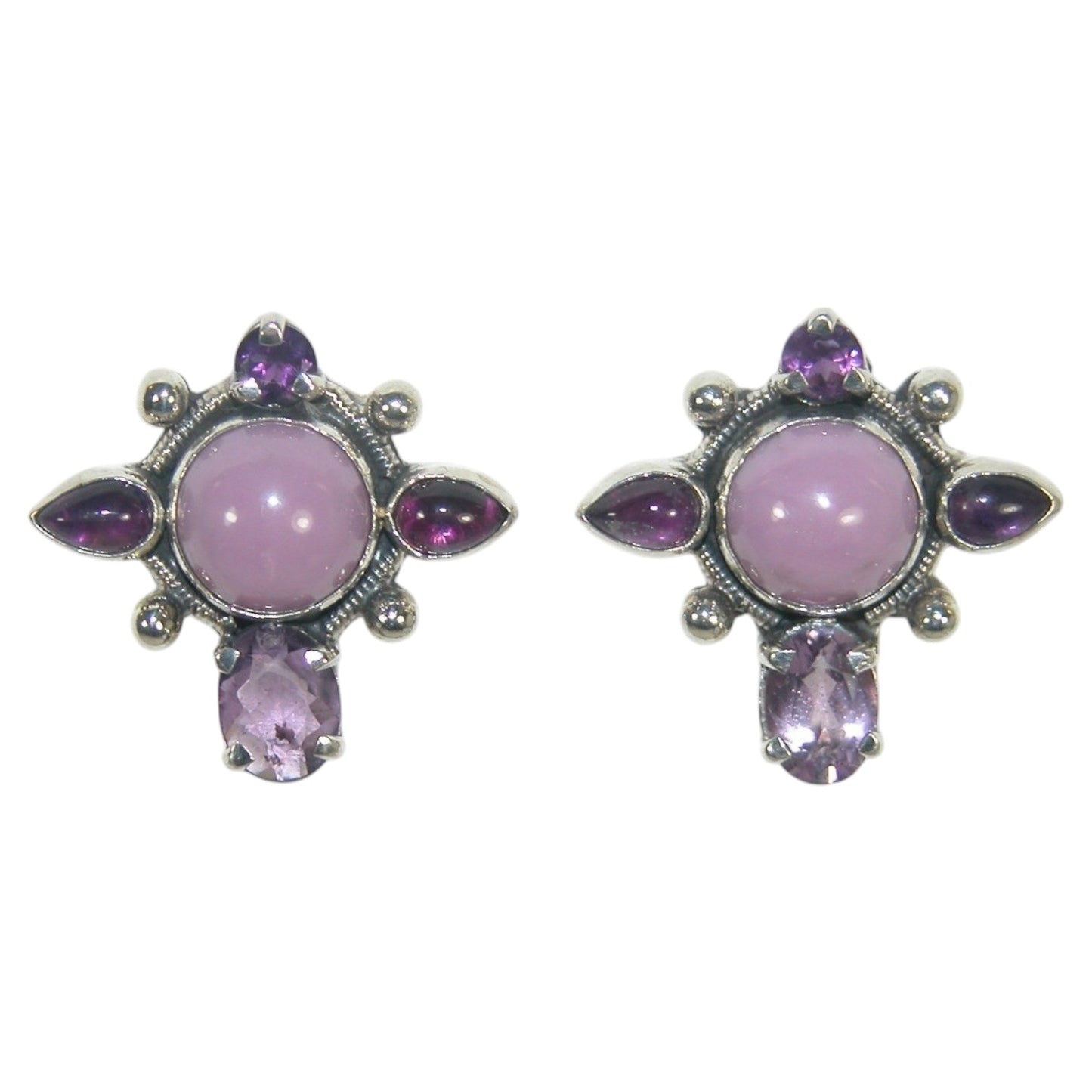 32929 Amethyst, Celestial Quartz Sterling Silver Stud Earrings