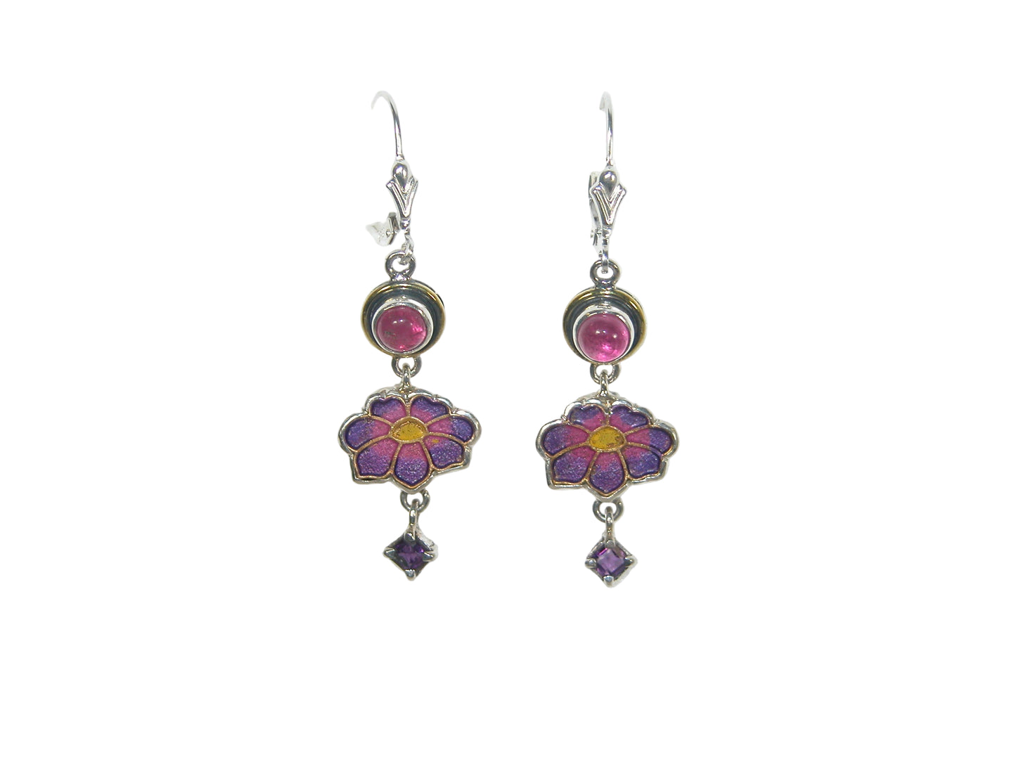 32930H Amethyst, Flower, Sterling Silver Earrings