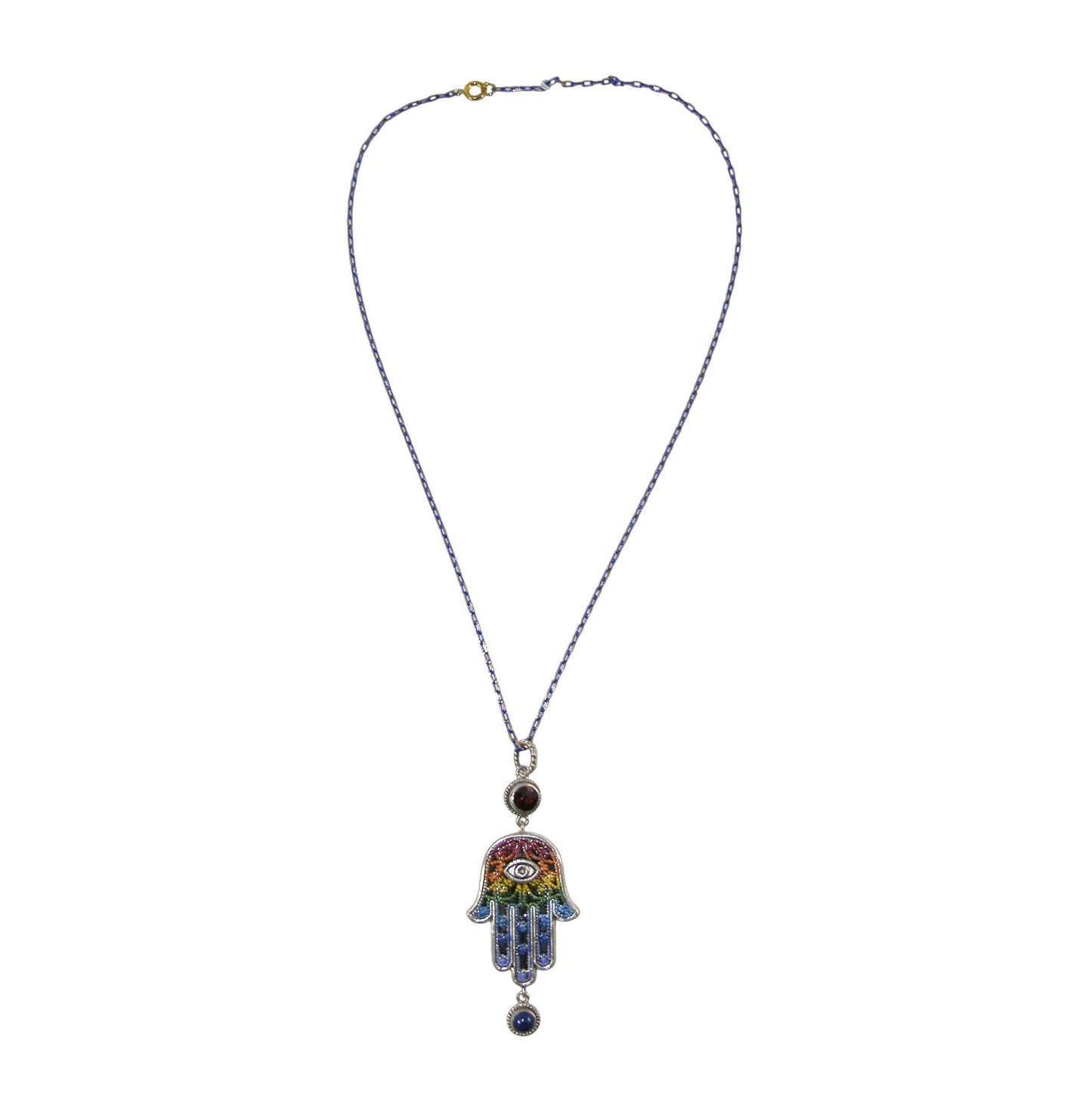 32981 Hamsa Hand Enameling Sterling Silver Necklace
