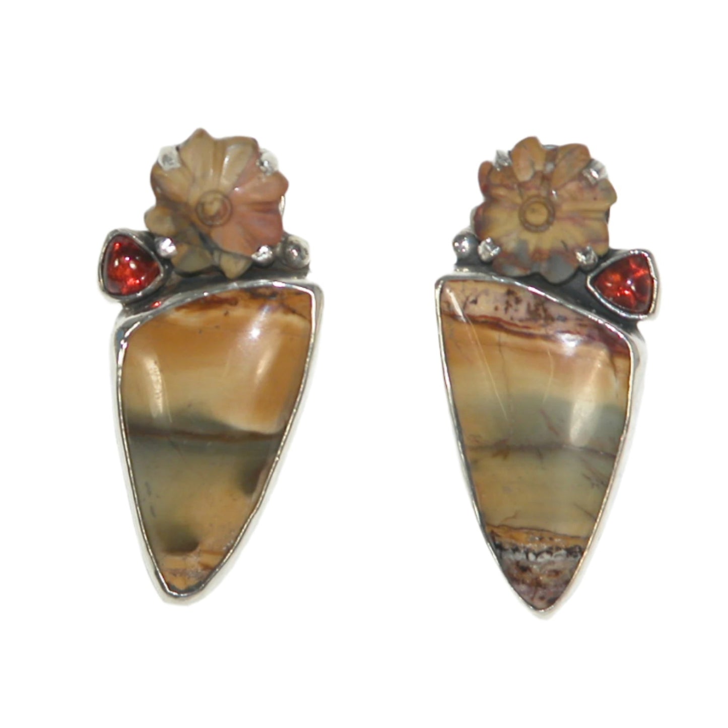 33011 Hessonite, Jasper Sterling Silver Earrings