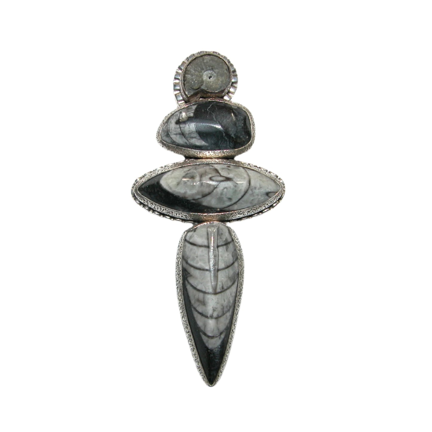 Four Stone Cabochon Sterling Silver Pin and Pendant