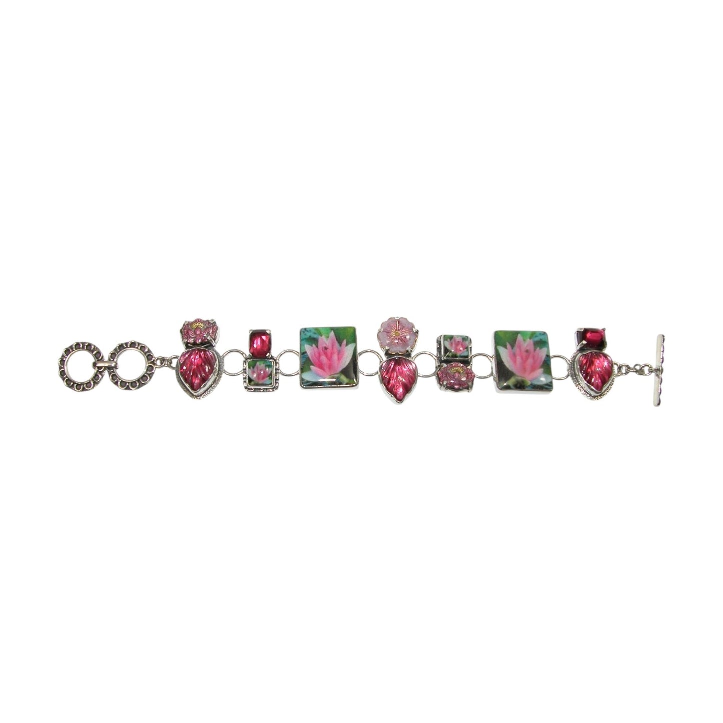 33152 Pink Lotus Sterling Silver Bracelet