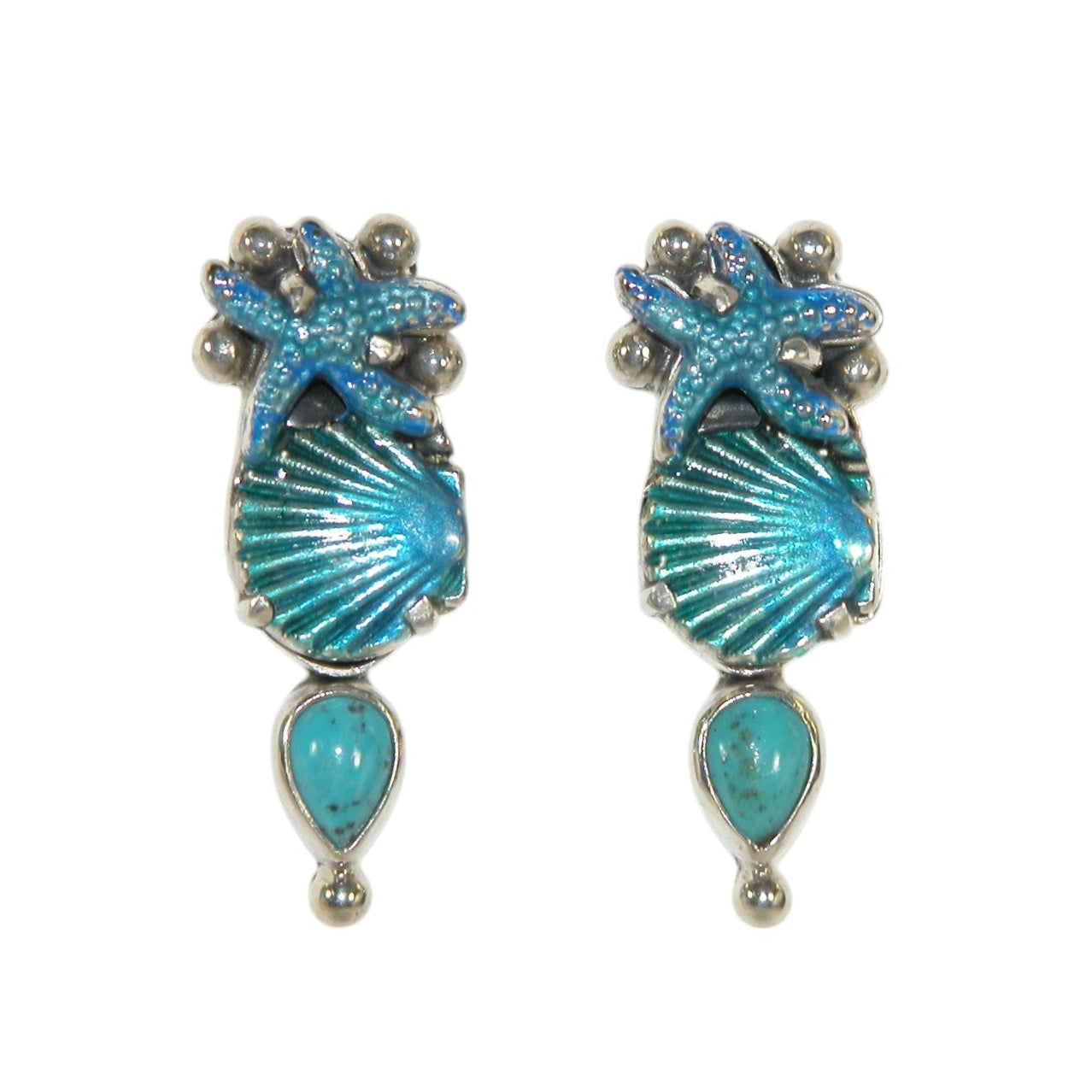 33227B Hand Enameled Sealife Earrings