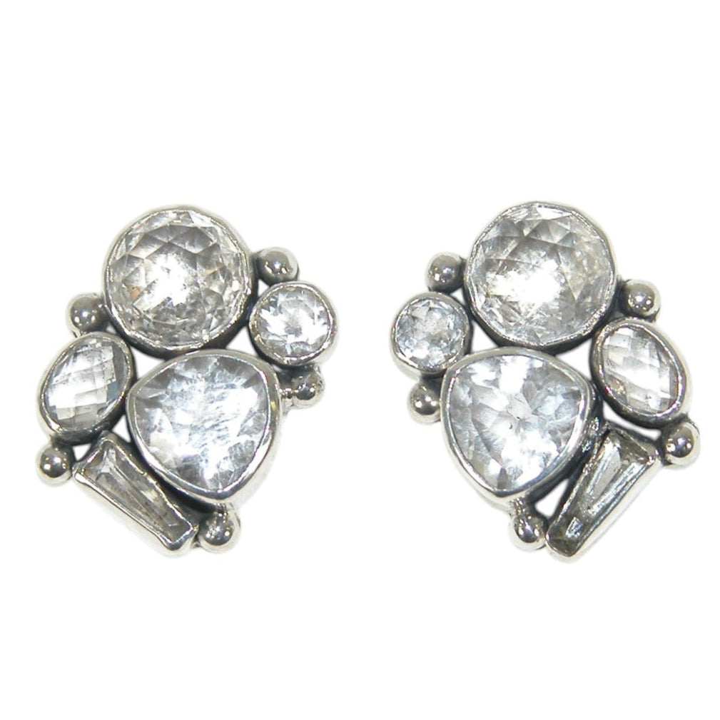 33248 White Topaz Cluster Sterling Silver Earrings