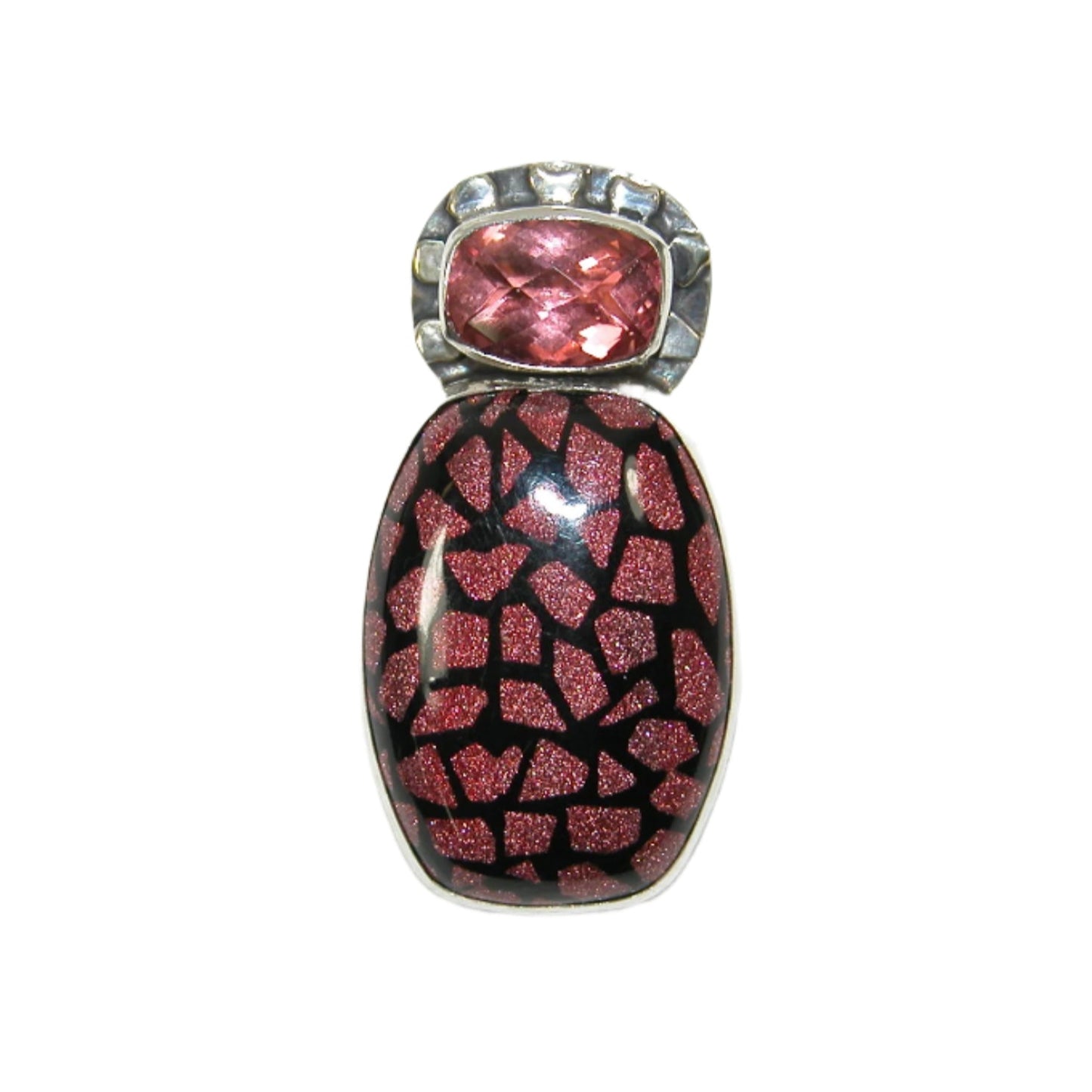33308 Pink Faceted Gemstone Sterling Silver Pin and Pendant