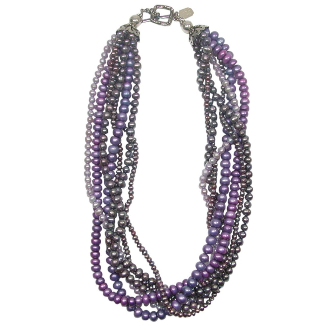 7 Strand Purple Beaded Freshwater Pearl Necklace