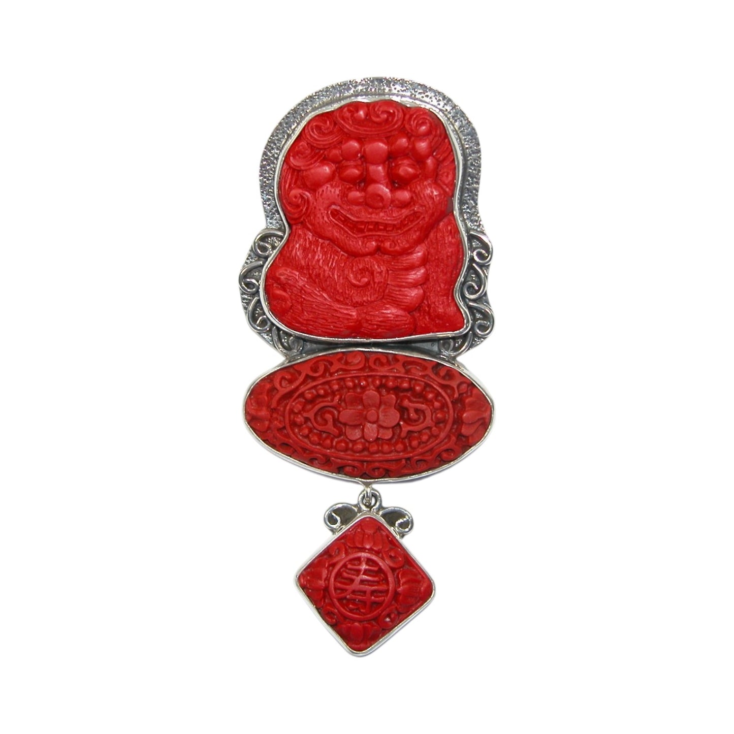 33310 Carved Zen Sterling Silver Pin and Pendant