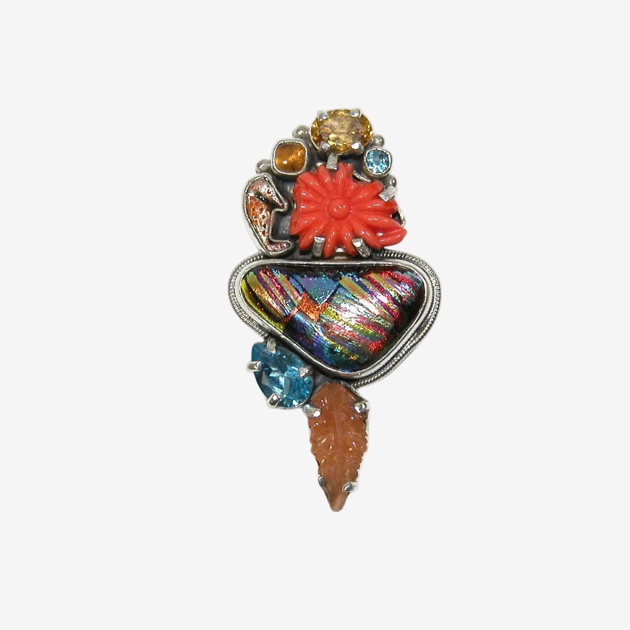 33350 Dichroic Glass, Vintage Glass, Sterling Silver Pin / Pendant
