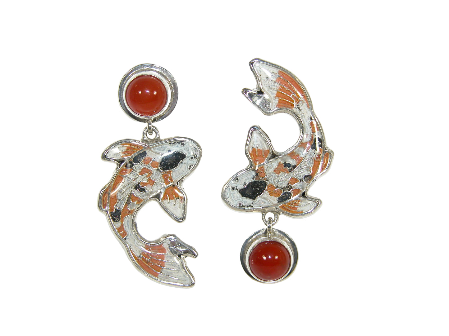 33392 Koi Fish Carnelian Sterling Silver Earrings