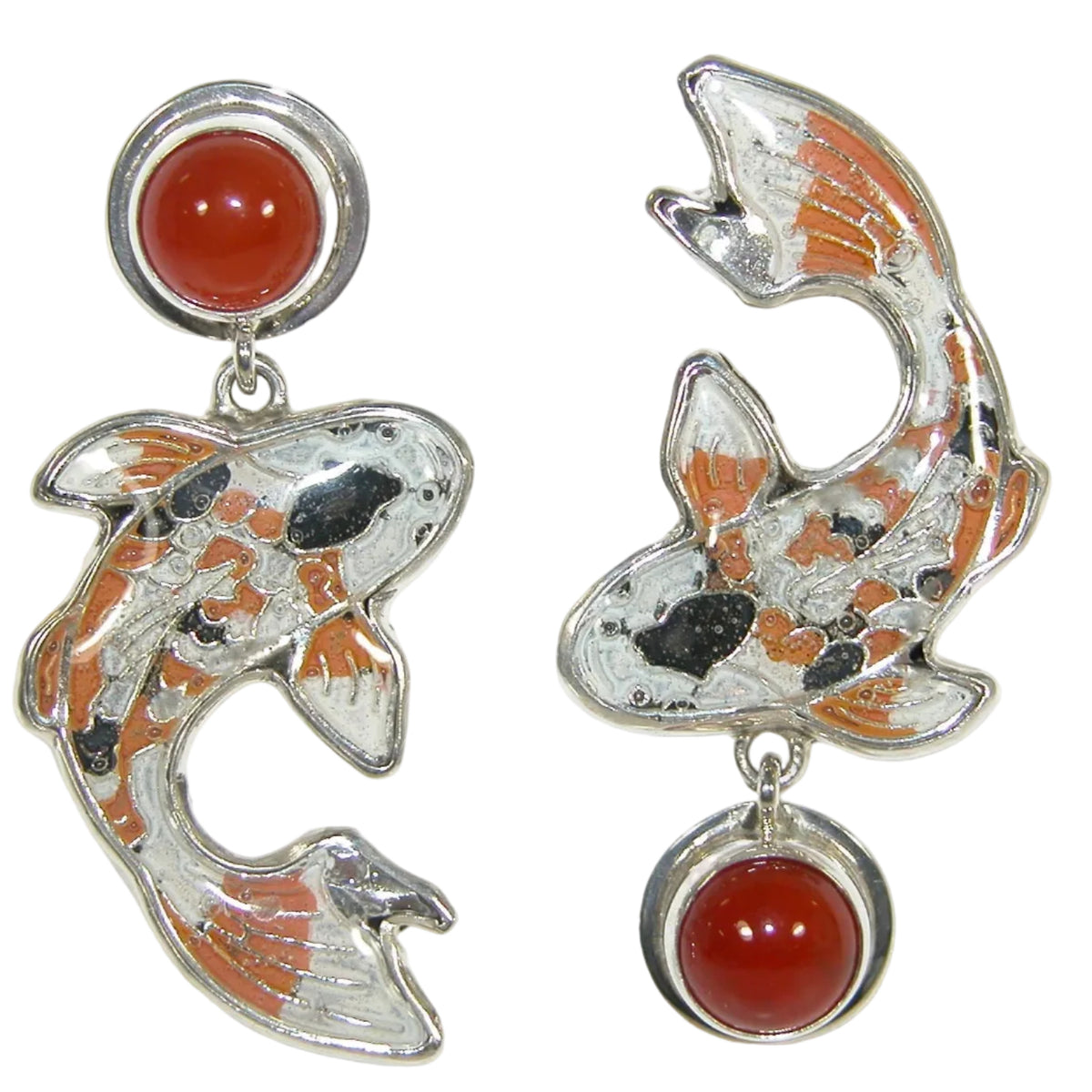 Koi Fish Carnelian Sterling Silver Earrings