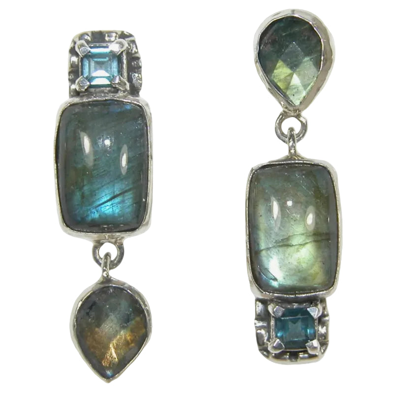 33409 Labradorite Blue Topaz Sterling Silver Earrings