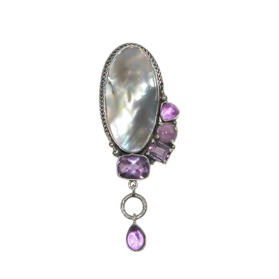 Blister Pearl with Phosphosiderite and Amethyst Pin and Pendant