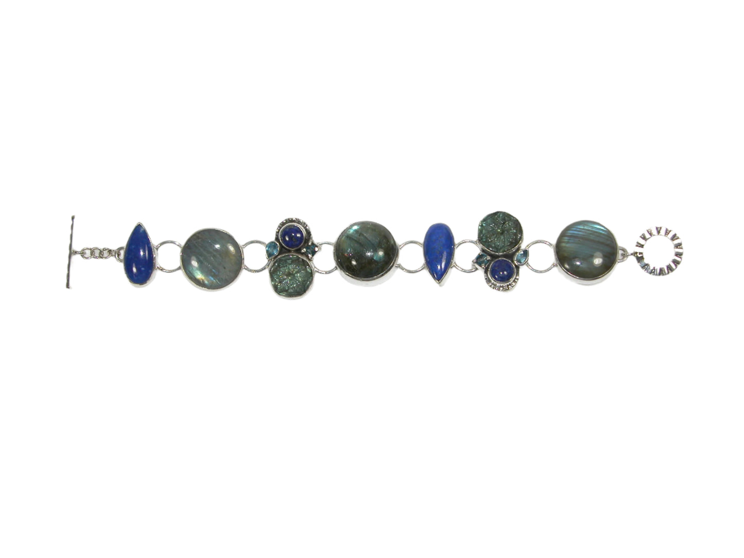 Blue Lapis, Labradorite Sterling Silver Bracelet