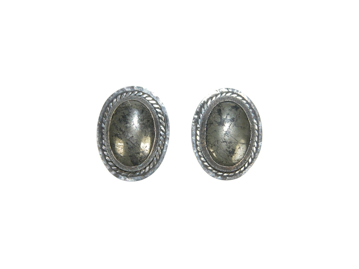Pyrite and Sterling Silver Post/Clip-On Earrings
