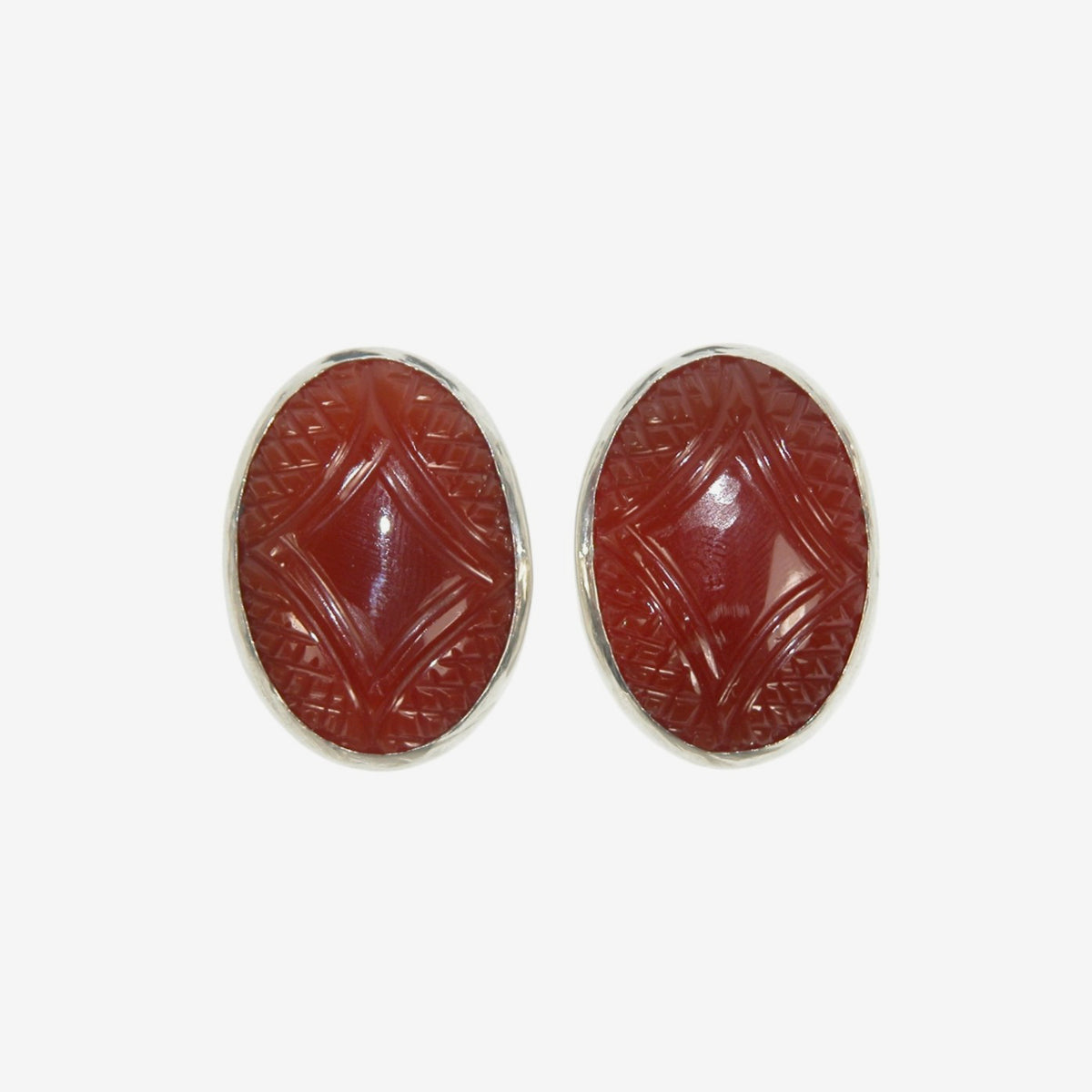 33560 Carved Carnelian Sterling Silver Earrings