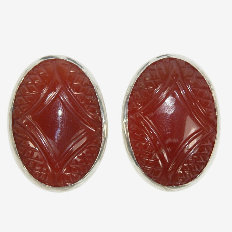 33560 Carved Carnelian Sterling Silver Earrings