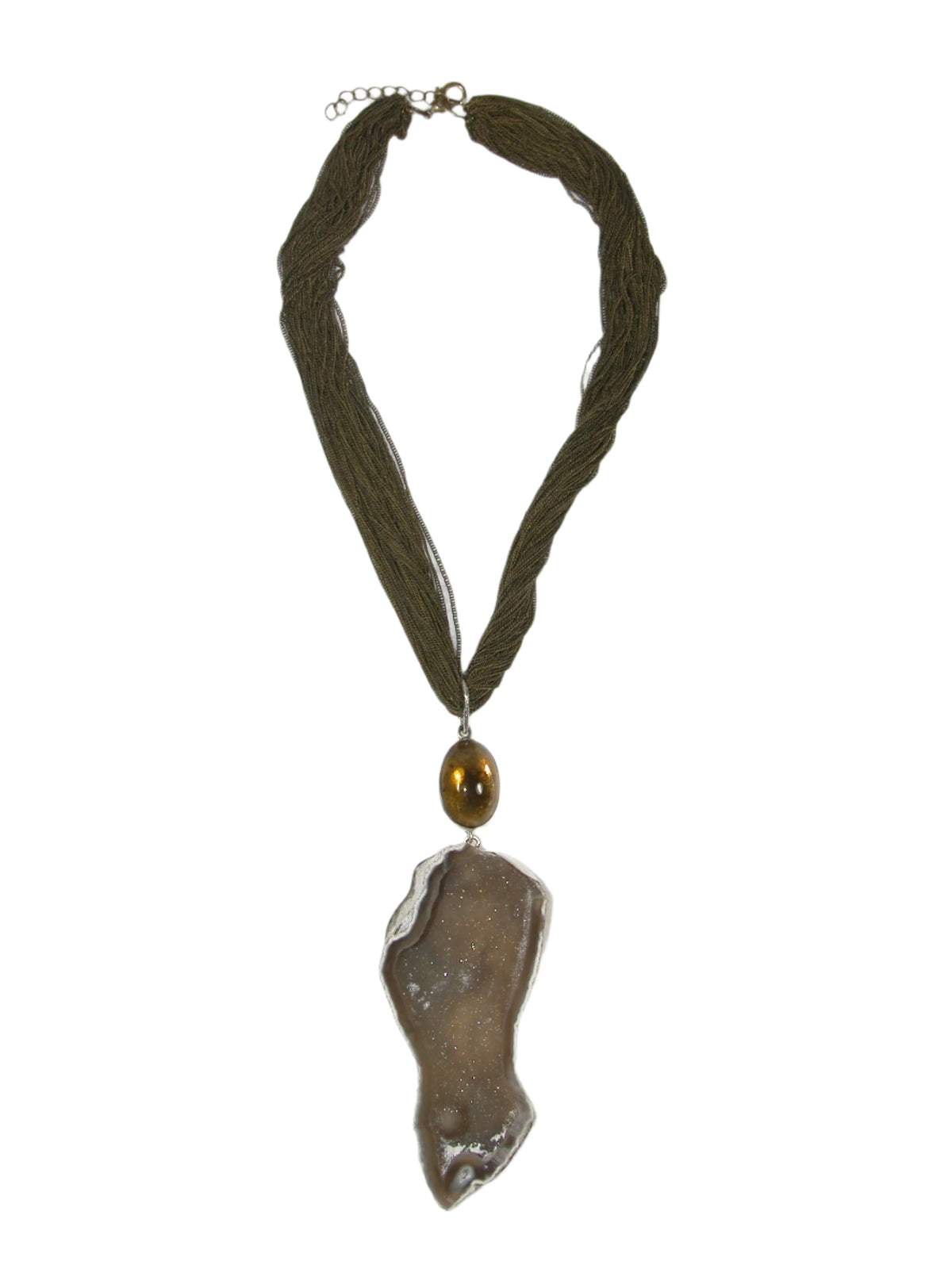 33601 Collector's Drusy with Whisky Topaz on Chains Necklace