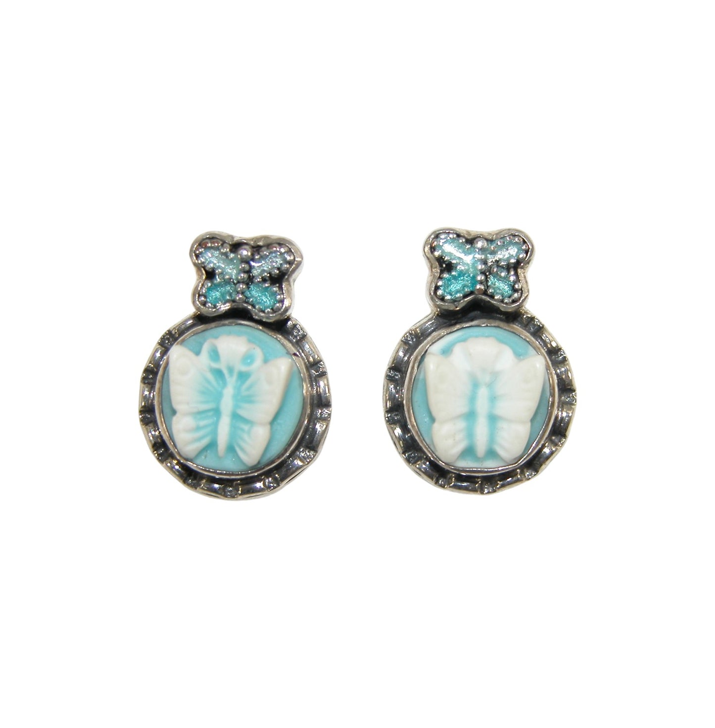 33608 Cameo Butterfly Sterling Silver Earrings