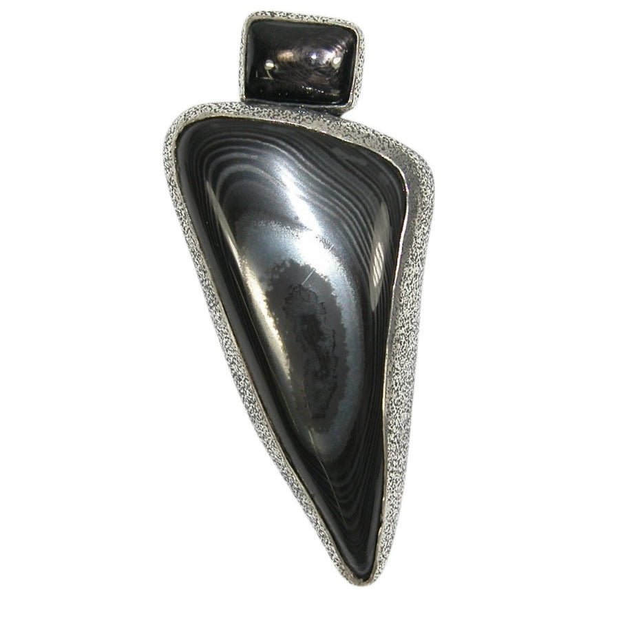 33614 Psilomelane Dendrite and Hypersthene Sterling Silver Pin Pendant
