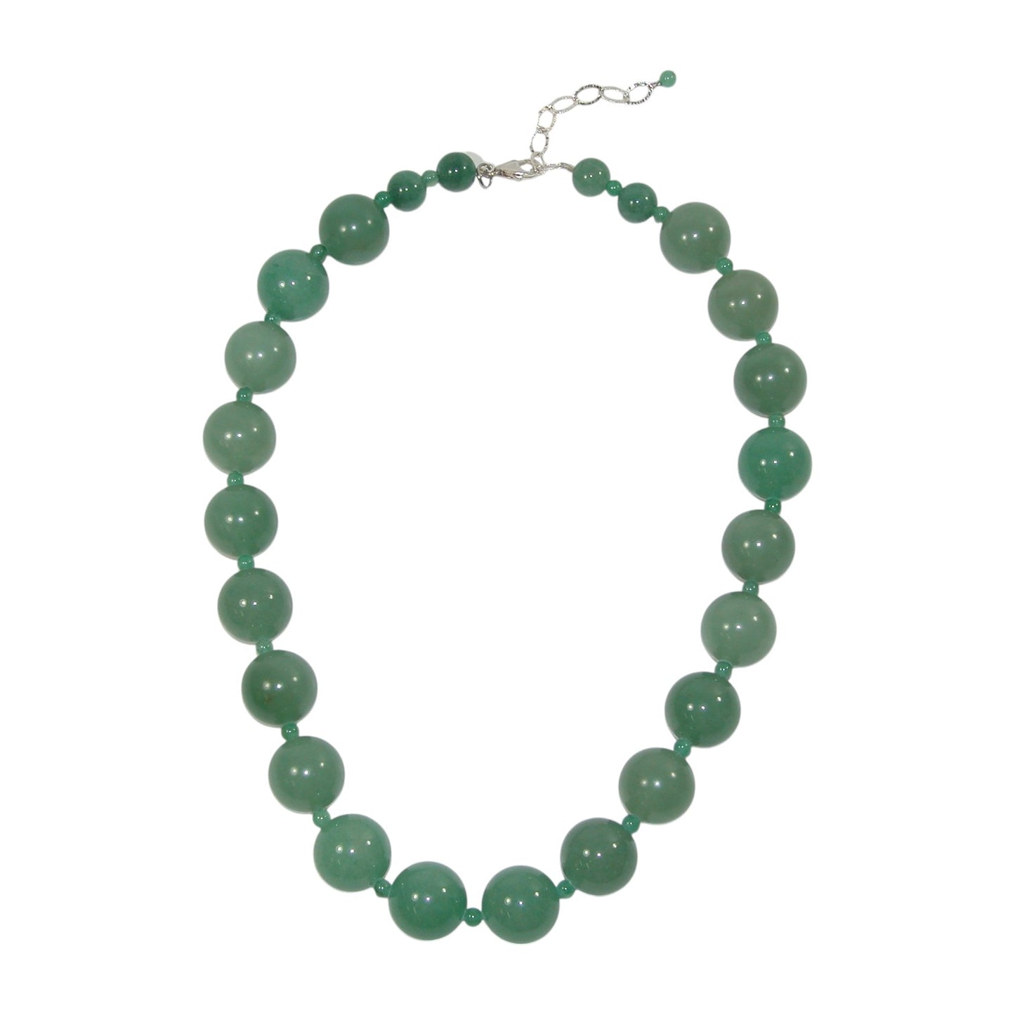 Jade Beaded Sterling Silver Necklace