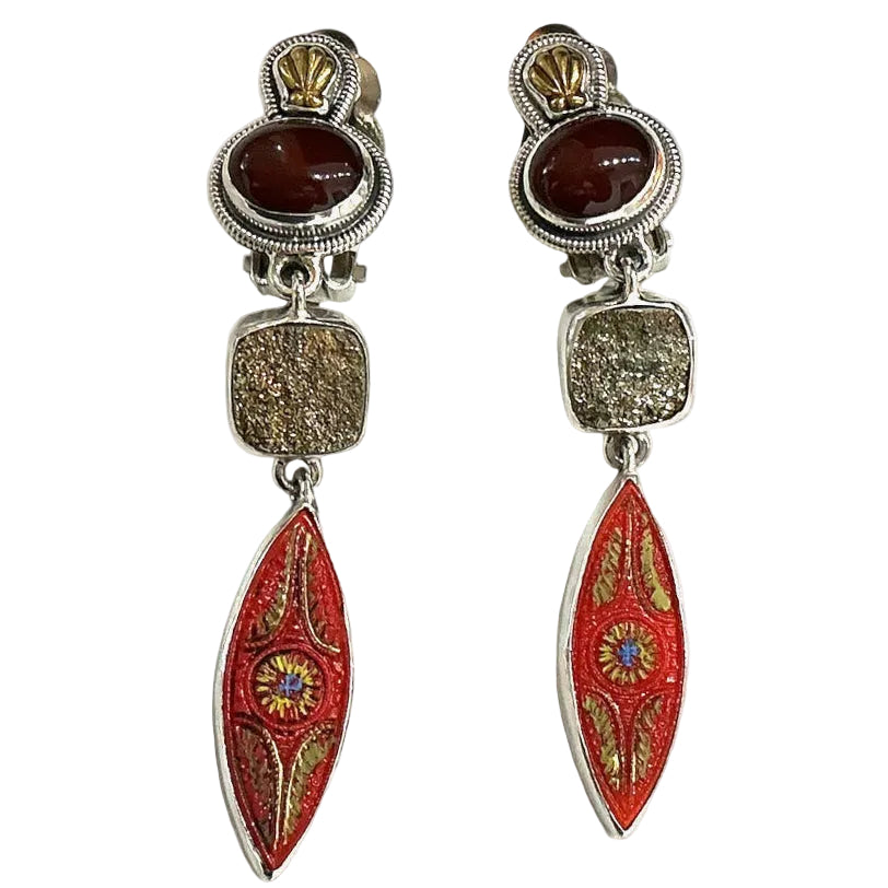 33889 Carnelian Druzy Sterling Silver Earrings
