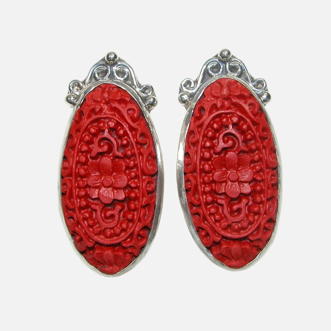 33890 Carved Zen Sterling Silver Earrings