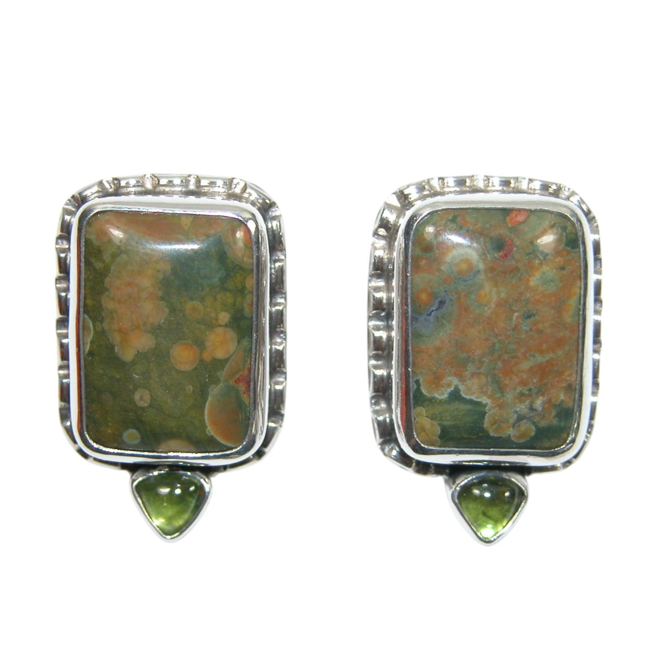 Rhyolite Peridot Sterling Silver Earrings