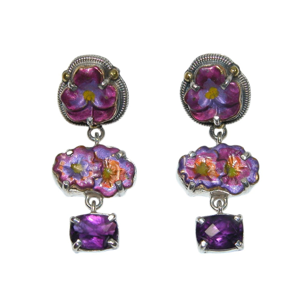 Amethyst Flower Sterling Silver Earrings