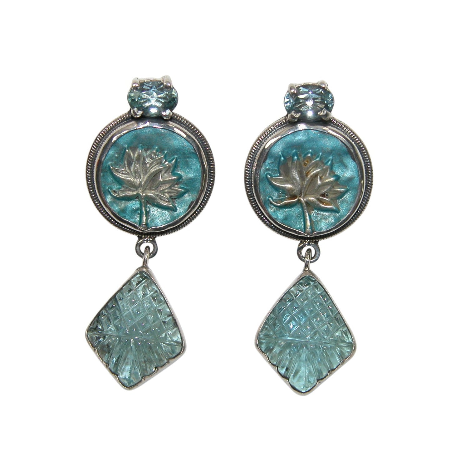 Lotus Blue Topaz Sterling Silver Earrings